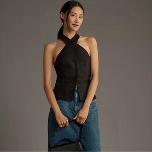 Reformation Tate Linen Top in Black